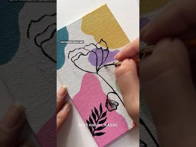 DAY 4/10 of Daily Boho Art  Acrylic Painting | Easy Canvas Drawing #floralart #asmr #satisfyingart