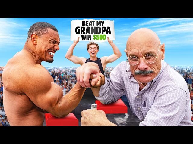 Beat My GRANDPA at Arm Wrestling, Win $500 (Part 2)