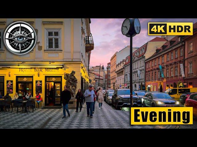 Prague Evening Walking Tour of Citi Centre  Czech Republic 4K HDR ASMR