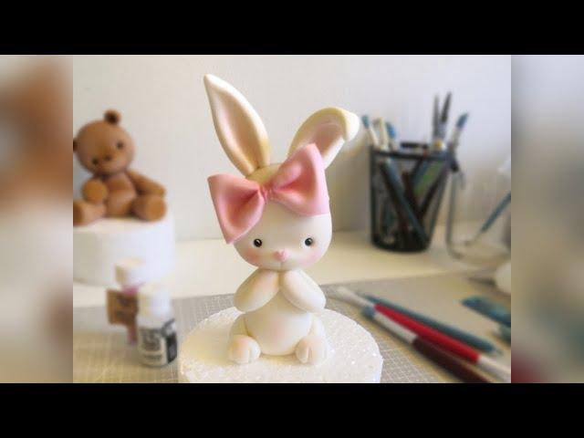 sugar paste decor cute little bunny caketopper . Зайка из мастики, урок лепки, декор на торт