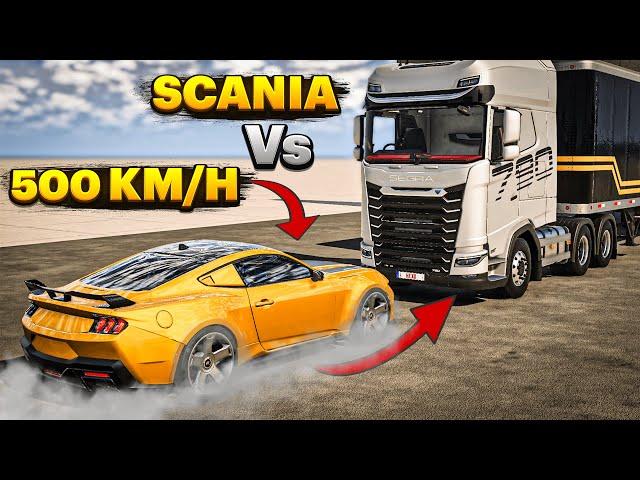 Ford Mustang 2024 Vs SCANIA 500 KM/H | BeamNG Drive | Crash Test