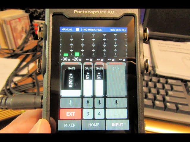 TASCAM Portacapture X8: Setting Up For External Phantom-Powered Microphones to Stereo WAV File