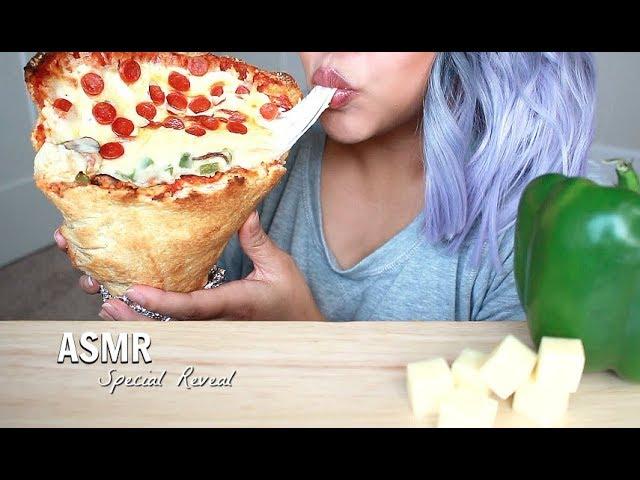 ASMR EATING GIANT FOOD PIZZA CONE - Pepperoni-Mozzarella CHEESE- Crunchy Eating Sounds *No Talking