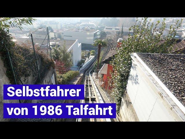 Selbstfahrer Streiff 1986 Talfahrt - private inclined lift Minusio Switzerland