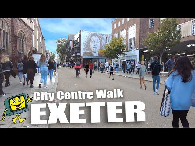 EXETER Devon UK October 2021 - Busy Saturday in Exeter City Centre - 4K Walk