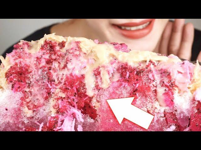 ASMR Red Dragon Fruit Frozen Ice Cream (Extreme Eating Sounds) - Mukbang Let's Eat No Talking