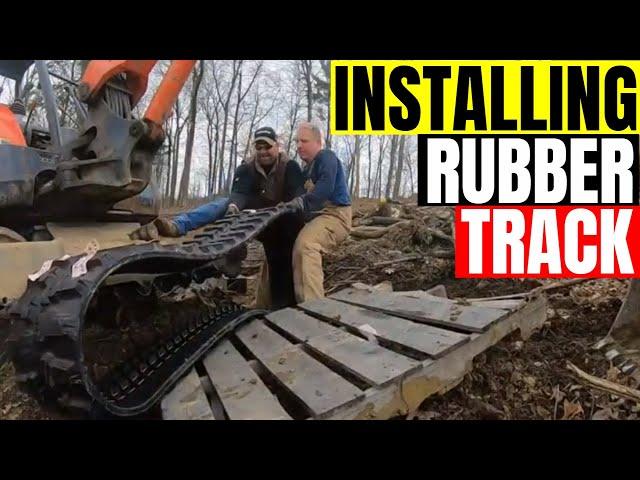 Replacing a broken rubber track on a kubota 121-3 mini excavator with minimal tools for beginners