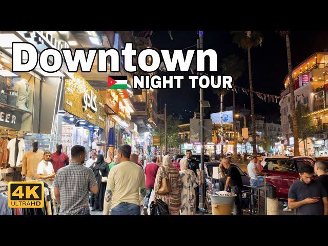 DownTown Night Walking Tour  - Amman, Jordan 4K