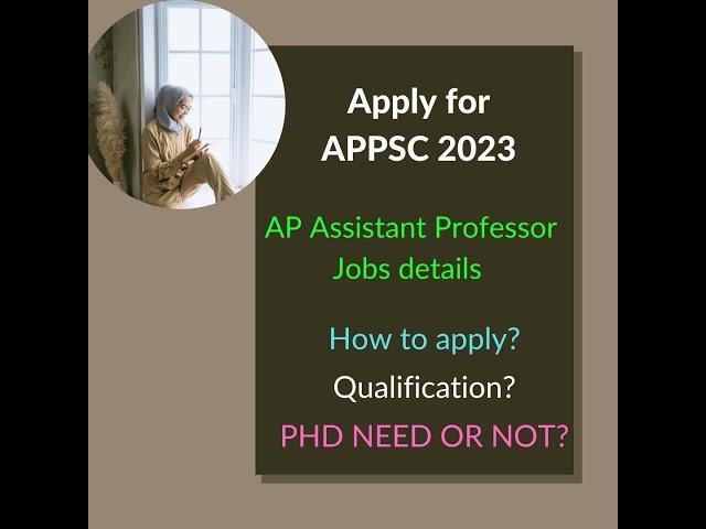 APPSC assistant professor application 2023 details