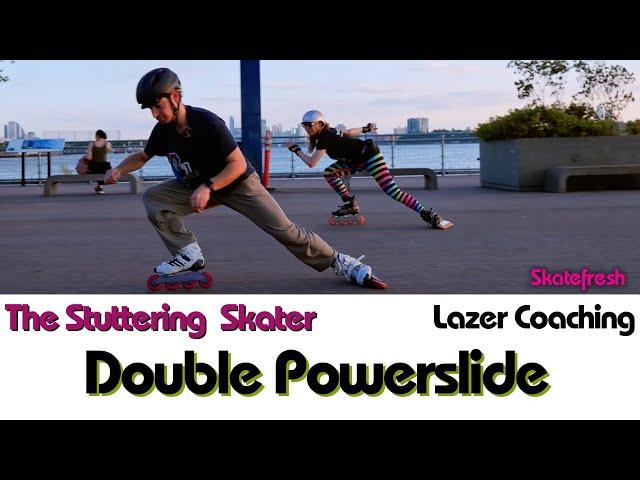 Double Powerslide with Stuttering Skater in NYC. Fast & effective emergency stop on rollerblades.