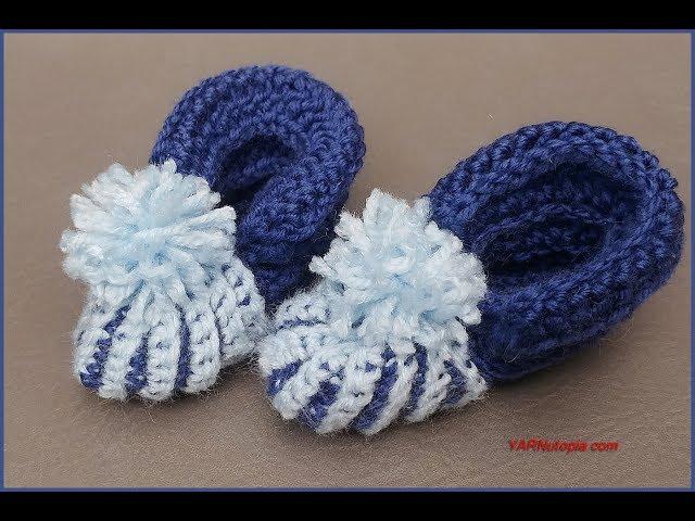 How to Crochet Tutorial: DIY Simple Infant Booties by YARNutopia