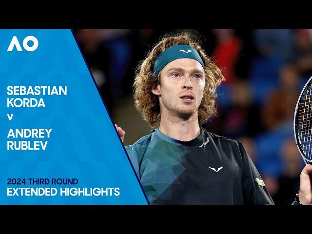 Sebastian Korda v Andrey Rublev Extended Highlights | Australian Open 2024 Third Round