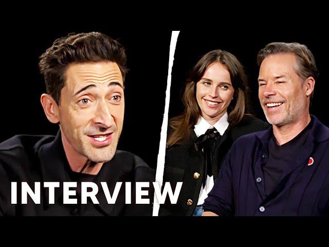 The Brutalist Interview: Adrien Brody, Felicity Jones, & Guy Pearce