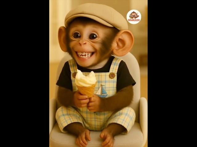 monkey eating ice-cream