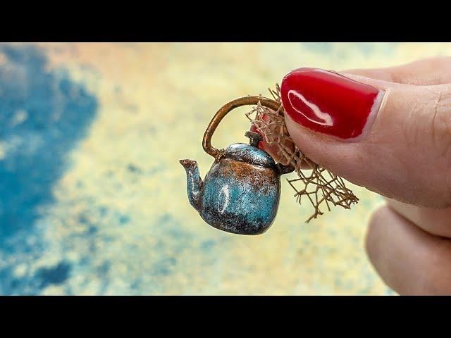 DIY miniature ceramic kettle / teapot | Polymer clay tutorial | Mini kithen | Dollhouse miniatures