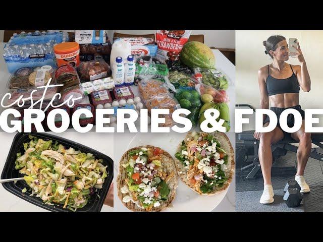 COSTCO GROCERY HAUL & REALISTIC FULL DAY OF EATING | watermelon sorbet recipe, quad & glute lift!