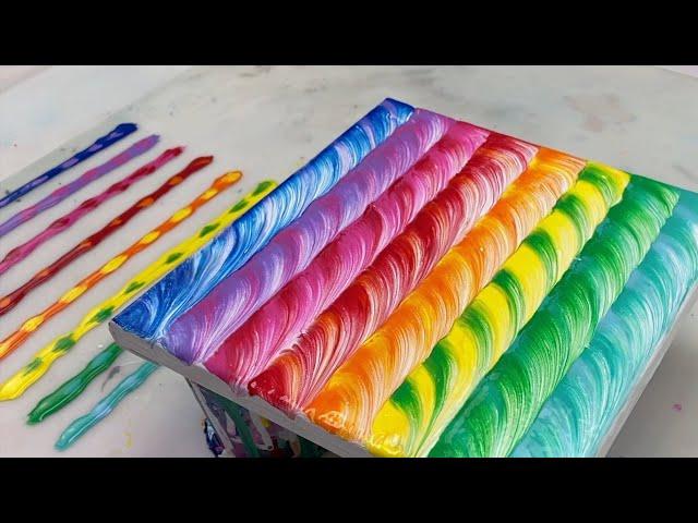 97. COLORFUL STRING PULL  | Acrylic Pouring Tutorial