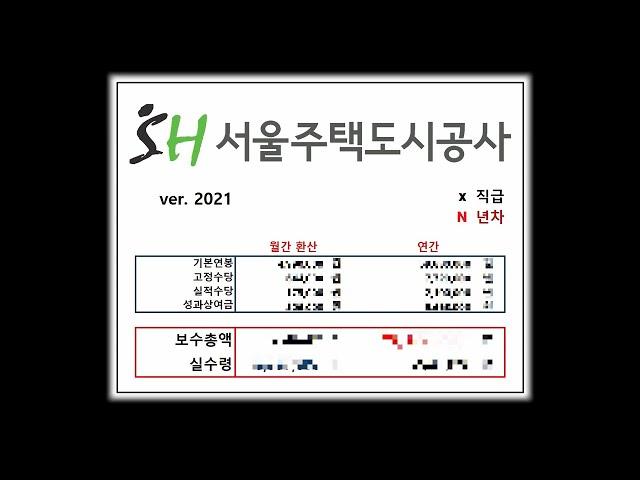 서울주택도시공사는 얼마나 받을까? SH 연봉 계산