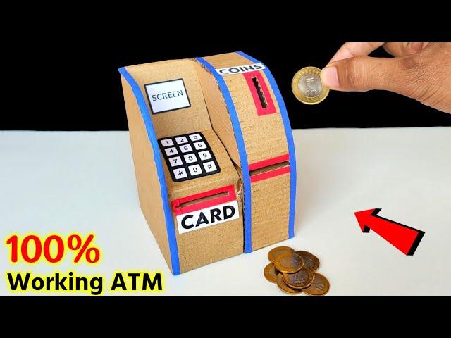 how to make cardboard ATM at home | Mini working atm | coin bank making | Best cardboard projects