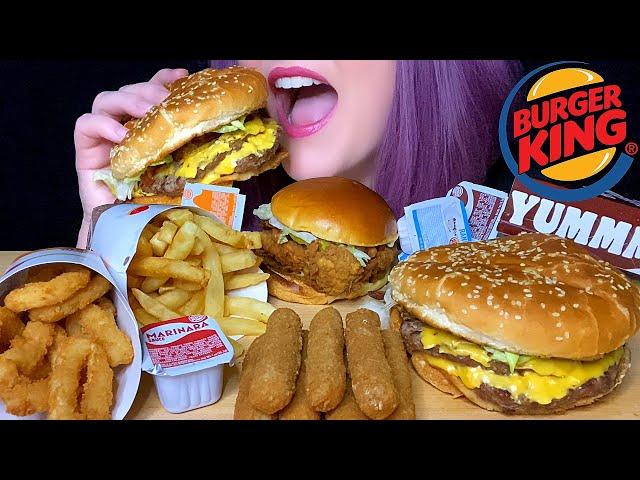 ASMR BURGER KING MUKBANG (NO TALKING) CH’KING SANDWICH + DOUBLE BACON KING BURGER