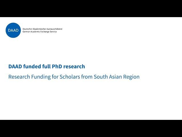 DAAD funded full PhD research