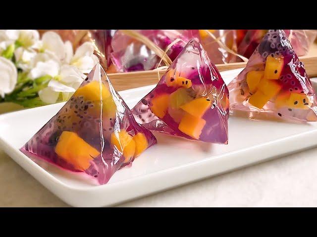 Fruit Jelly Dumplings Zongzi Recipe | Agar-agar Jelly Zongzi Recipe | 果冻水果粽子食谱 | 端午节果冻水果粽子食谱 | 燕菜糕食谱