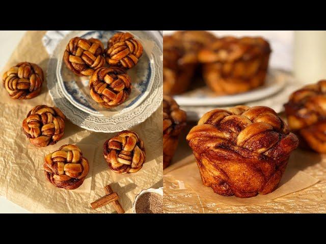 TWISTED CINNAMON BUNS!! Super Tasty & Easy to Make!! | 손반죽 시나몬 롤빵 만들기 (중독주의️‍) | シナモンパン