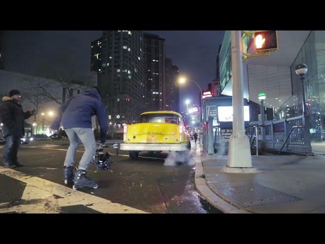 BTS of me first skating with the freefly movi in this iconic behind the scenes taxi shot