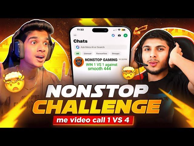 NONSTOP GAMING CHALLENGE ME | VIDEO CALL 1 VS 4 | FREE FIRE IN TELUGU #dfg #freefire