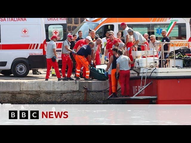 One dead, six missing, 15 rescued after luxury British yacht sinks off Sicily | BBC News