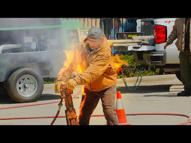 The man using a jackhammer hits a power line and catches fire |Chicago Fire |911 Lone Star