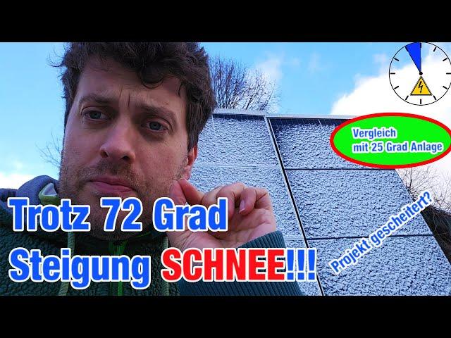 SCHNEE Vergleich 72° vs. 25° Neigung Wo schmilzt der Schnee auf der PV Fassade