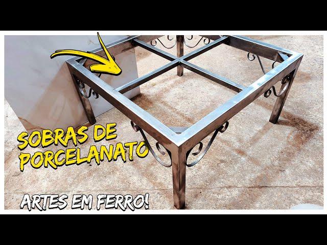 ESSA MODA VAI PEGAR! E NIGUÉM VAI JOGAR FORA UMA SOBRA DE PORCELANATO; MESA DE CENTRO EM METALON.