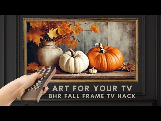 8 Hour Frame TV Art Screensaver. Frame TV Hack. Vintage Rustic Fall Pumpkins. Autumn Decor. No Sound