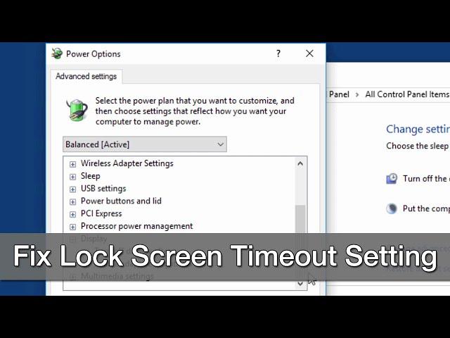 Change Windows 10 Lock Screen Timeout Setting within Power Options