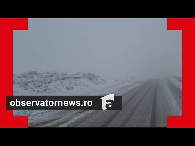 A nins ca-n toiul iernii pe Transalpina. Între Rânca și Obârșia Lotrului, drumarii au scos utilajele