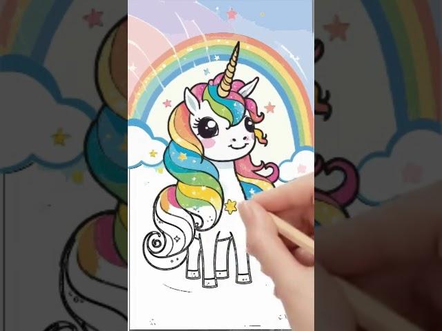 Unicorn Rainbow Mane  Quick Drawing #shorts  #viralvideo #fastmaker