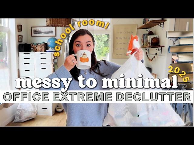 EXTREME DECLUTTER W/ ME! Messy To Minimal 2025 Office + Homeschool Room Purge + Organize! *chatty*