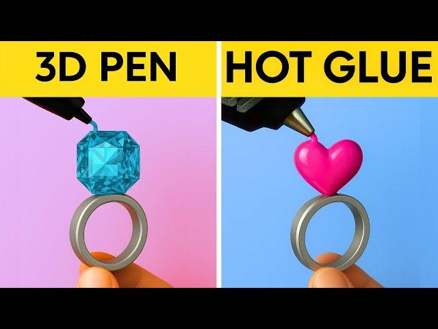 3D PEN VS. HOT GLUE  DIY Jewelry, Decor and Mini Crafts 