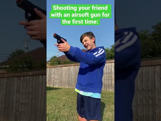 Trying shoot your friend with an airsoft gun be like: #shorts