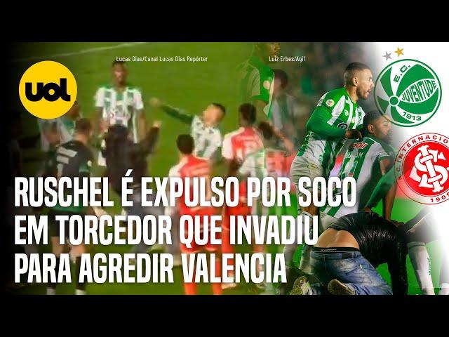 TORCEDOR INVADE CAMPO, TENTA AGREDIR VALENCIA E LEVA SOCO DE RUSCHEL, QUE É EXPULSO