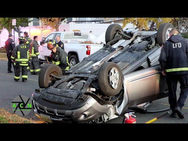 Vehicle Flips Over on Dewitt Street in Linden