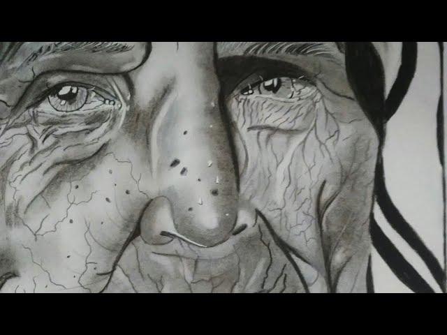 realistic old lady face drawing  ( art by Rabiya )