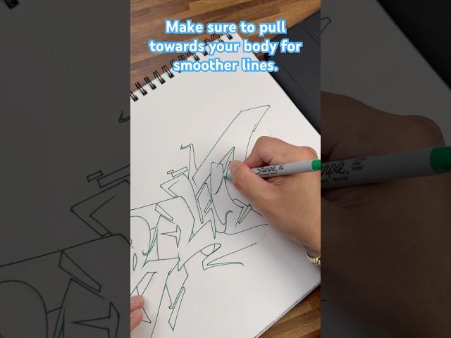 Quick tips on outlining graffiti sketch on paper using ink pen. #sketchbook #graffiti #art