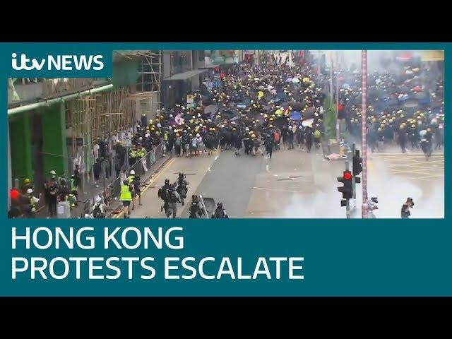 Tear gas fired as Hong Kong protests enter ninth week | ITV News