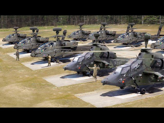 Feared US & German Attack Helicopters Take off and Fly Together