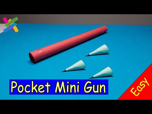 Origami paper Pocket MINI GUN (with Darts) | DIY Easy | How to make Tube weapon | Fold Tutorial