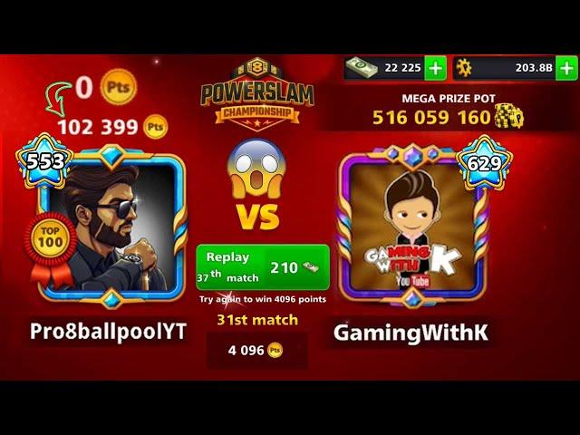 Pro 8 ball pool VS Gaming With K  From 0 To 100K  Point Rank 350K To 17