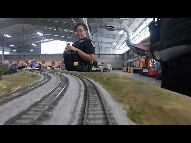 Model train cab ride. Santa Fe All The Way Modular Layout. OKC Train Show, November 2022