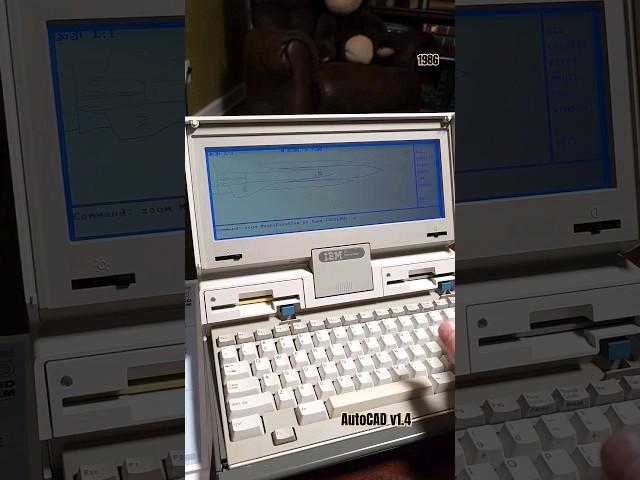 Running AutoCAD on IBM PC Convertible, 1986 #shorts #retrocomputer